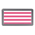 Horizontal Stripes - White and Dark Pink Memory Card Reader (Mini)