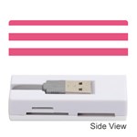 Horizontal Stripes - White and Dark Pink Memory Card Reader (Stick)