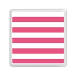 Horizontal Stripes - White and Dark Pink Memory Card Reader with Storage (Square)
