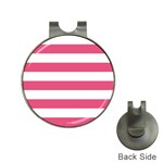 Horizontal Stripes - White and Dark Pink Golf Ball Marker Hat Clip