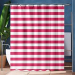 Horizontal Stripes - White and Dark Pink Shower Curtain 60  x 72  (Medium)