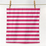 Horizontal Stripes - White and Dark Pink Face Towel