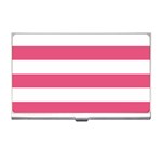Horizontal Stripes - White and Dark Pink Business Card Holder