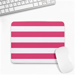 Horizontal Stripes - White and Dark Pink Small Mousepad