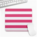 Horizontal Stripes - White and Dark Pink Large Mousepad