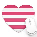 Horizontal Stripes - White and Dark Pink Heart Mousepad