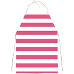 Horizontal Stripes - White and Dark Pink Full Print Apron