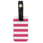Horizontal Stripes - White and Dark Pink Luggage Tag (One Side)