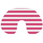 Horizontal Stripes - White and Dark Pink Travel Neck Pillow