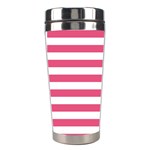 Horizontal Stripes - White and Dark Pink Stainless Steel Travel Tumbler