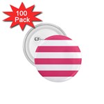 Horizontal Stripes - White and Dark Pink 1.75  Button (100 pack)