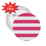 Horizontal Stripes - White and Dark Pink 2.25  Button (10 pack)