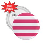Horizontal Stripes - White and Dark Pink 2.25  Button (100 pack)