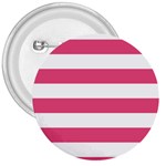Horizontal Stripes - White and Dark Pink 3  Button