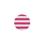 Horizontal Stripes - White and Dark Pink 1  Mini Magnet