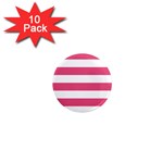 Horizontal Stripes - White and Dark Pink 1  Mini Magnet (10 pack)
