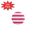 Horizontal Stripes - White and Dark Pink 1  Mini Magnet (100 pack)