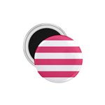 Horizontal Stripes - White and Dark Pink 1.75  Magnet