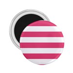 Horizontal Stripes - White and Dark Pink 2.25  Magnet