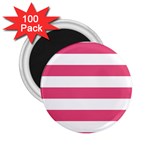 Horizontal Stripes - White and Dark Pink 2.25  Magnet (100 pack)