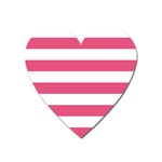 Horizontal Stripes - White and Dark Pink Magnet (Heart)