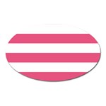 Horizontal Stripes - White and Dark Pink Magnet (Oval)