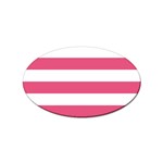 Horizontal Stripes - White and Dark Pink Sticker (Oval)