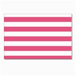 Horizontal Stripes - White and Dark Pink Postcard 4  x 6 