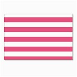 Horizontal Stripes - White and Dark Pink Postcard 5  x 7 