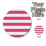 Horizontal Stripes - White and Dark Pink Multi-purpose Cards (Round)