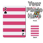 Horizontal Stripes - White and Dark Pink Playing Cards 54 Designs