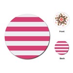 Horizontal Stripes - White and Dark Pink Playing Cards (Round)