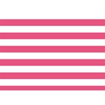 Horizontal Stripes - White and Dark Pink Birthday Cake 3D Greeting Card (7x5)