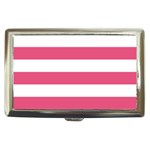 Horizontal Stripes - White and Dark Pink Cigarette Money Case