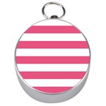 Horizontal Stripes - White and Dark Pink Silver Compass