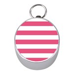 Horizontal Stripes - White and Dark Pink Silver Compass (Mini)