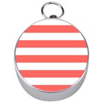 Horizontal Stripes - White and Pastel Red Silver Compass