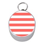 Horizontal Stripes - White and Pastel Red Silver Compass (Mini)