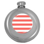 Horizontal Stripes - White and Pastel Red Hip Flask (5 oz)