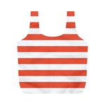 Horizontal Stripes - White and Tomato Red Full Print Recycle Bag (M)