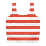 Horizontal Stripes - White and Tomato Red Full Print Recycle Bag (L)