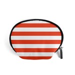 Horizontal Stripes - White and Tomato Red Accessory Pouch (Small)
