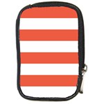 Horizontal Stripes - White and Tomato Red Compact Camera Leather Case