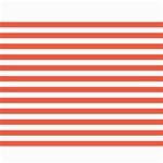 Horizontal Stripes - White and Tomato Red Collage 11  x 14 