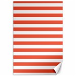 Horizontal Stripes - White and Tomato Red Canvas 24  x 36 