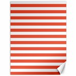Horizontal Stripes - White and Tomato Red Canvas 36  x 48 