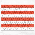 Horizontal Stripes - White and Tomato Red Jigsaw Puzzle (Rectangular)