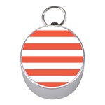 Horizontal Stripes - White and Tomato Red Silver Compass (Mini)