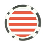 Horizontal Stripes - White and Tomato Red Poker Chip Card Guard (10 pack)