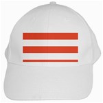 Horizontal Stripes - White and Tomato Red White Cap